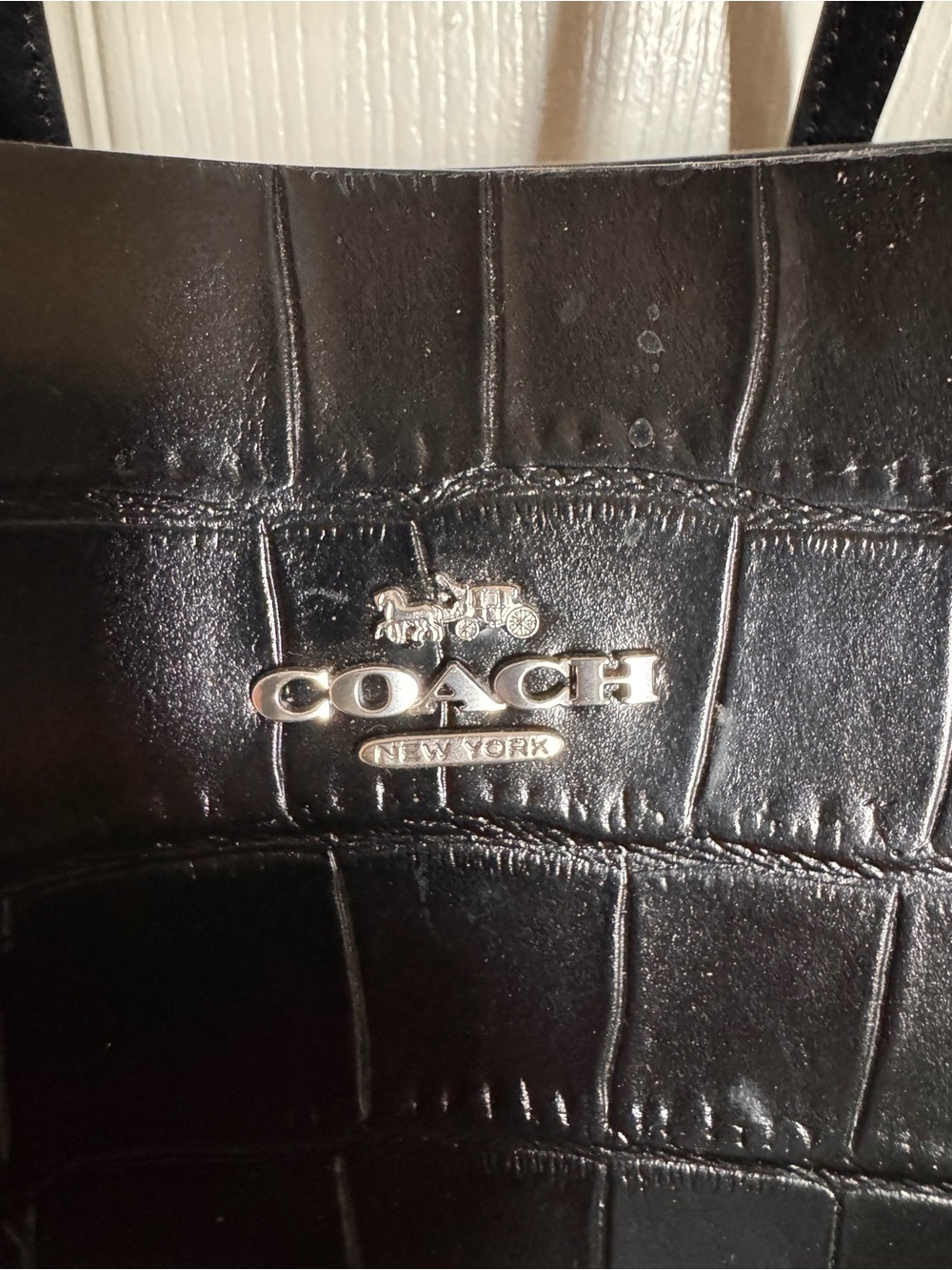 Coach Black Croc-Embossed Satchel with Removable Strap - Picture 3 of 7